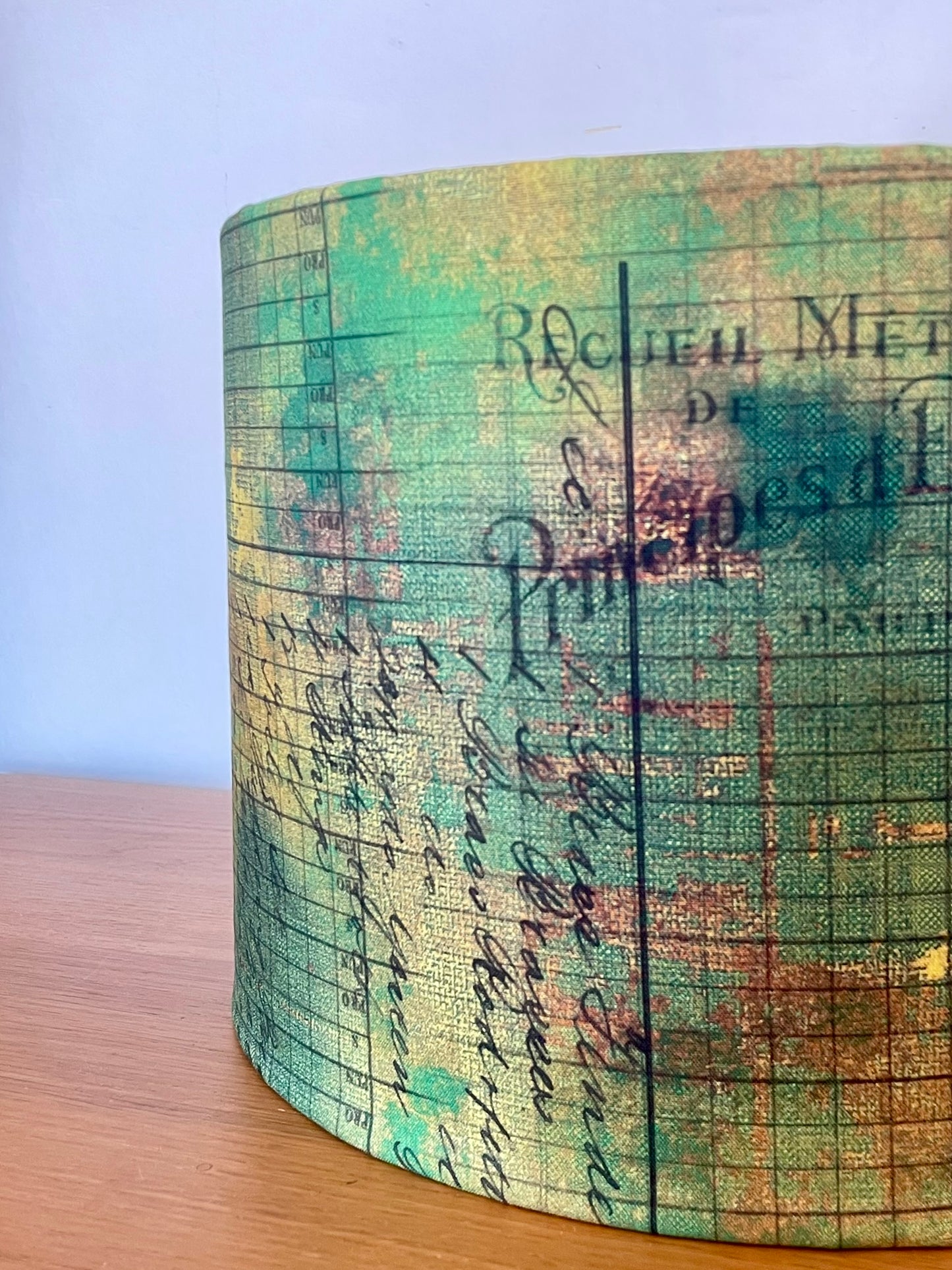 Green Brown Distressed Patina Lampshade