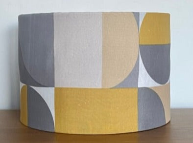 Grey and Yellow Geometric Circle Pattern Lampshade