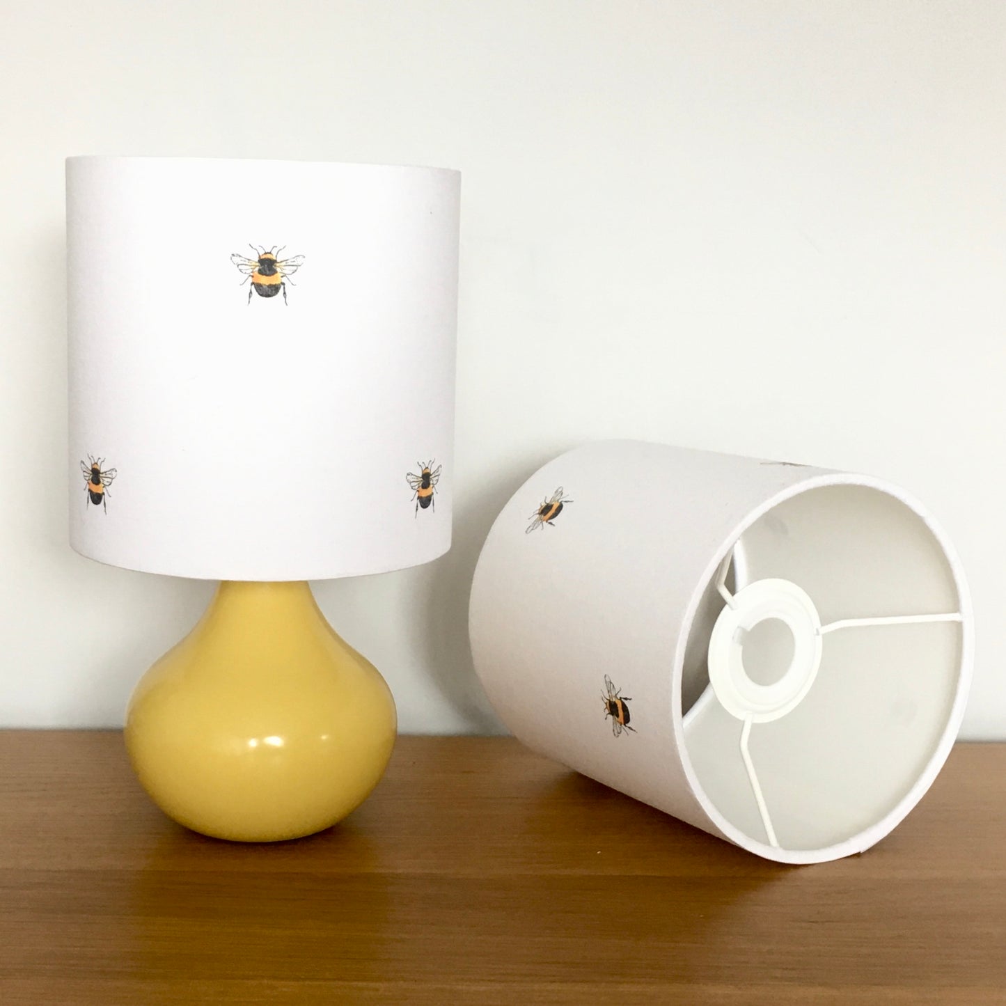 Bee-lampshade-yellow-black-white-bedside-lampshades-bumble-bee