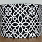 black and white moroccan style lampshade with intricate monochrome pattern