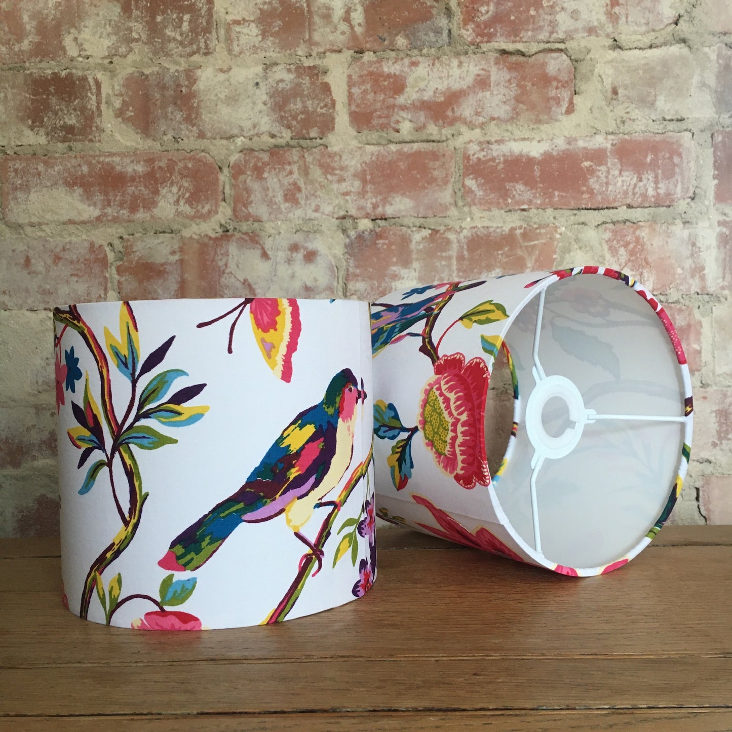 Bright-flowery-lampshade-triopical-birds