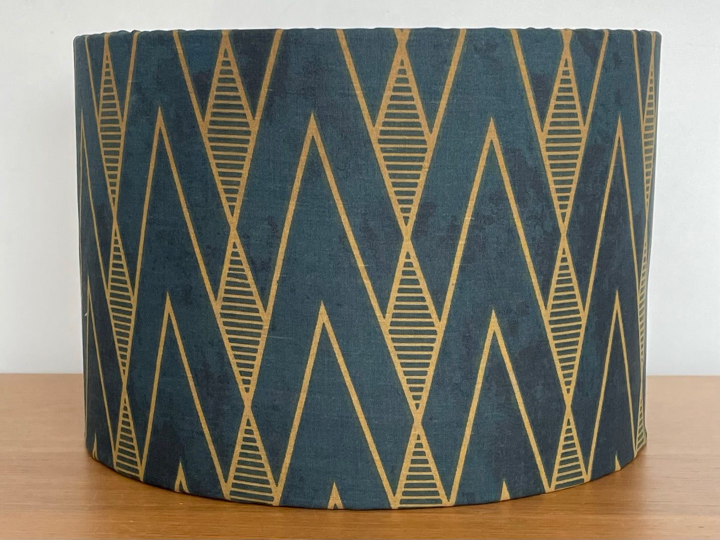 Dark-green-Art-Deco-Gold-geometric-drum-lampshade-ceiling-pendant