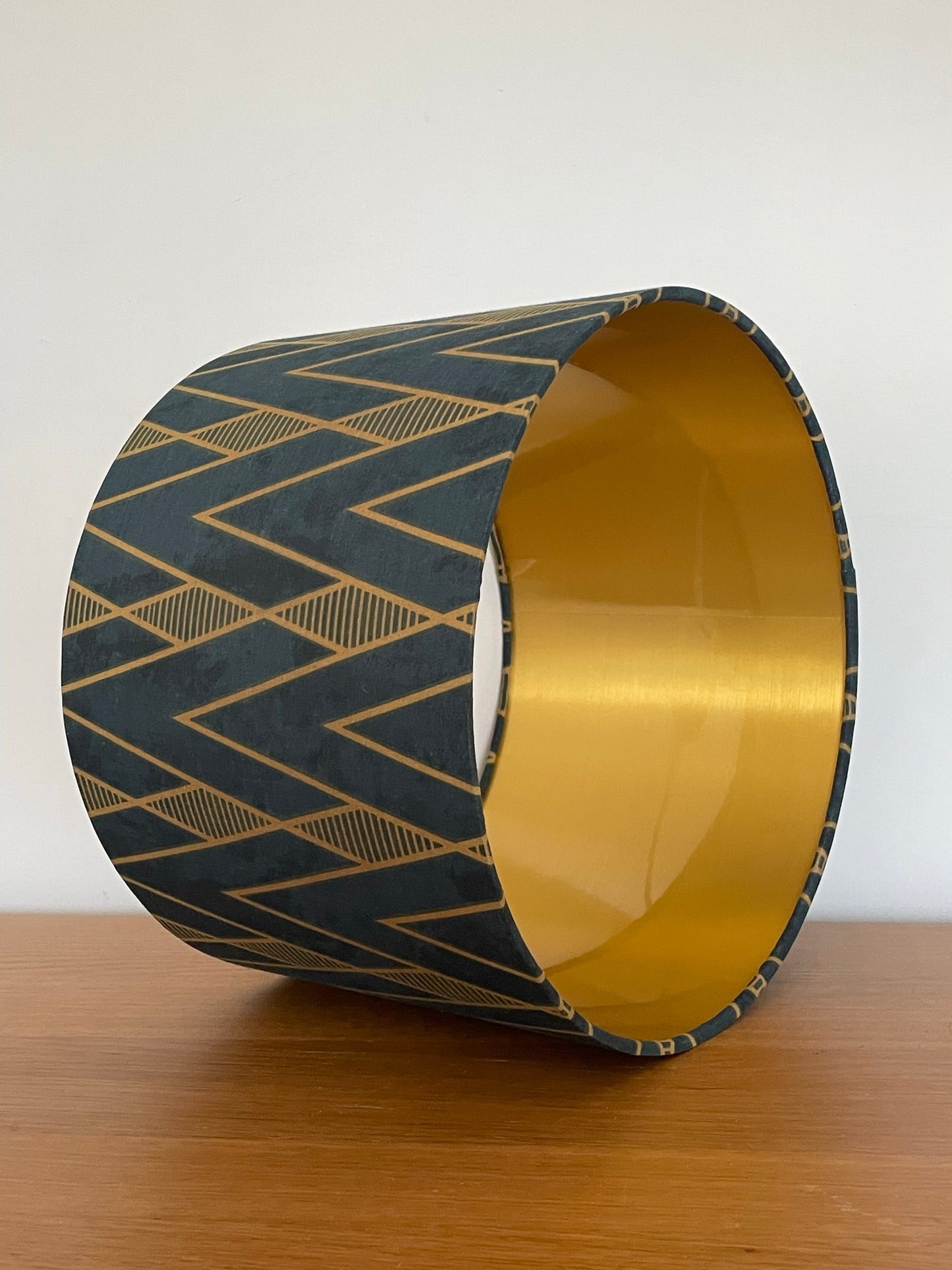 Dark-green-Art-Deco-Gold-geometric-drum-lampshade-goldlined