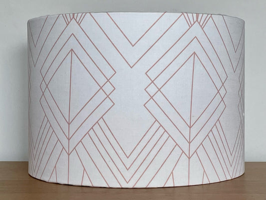 White and Pink Art Deco Style Geometric Lampshade