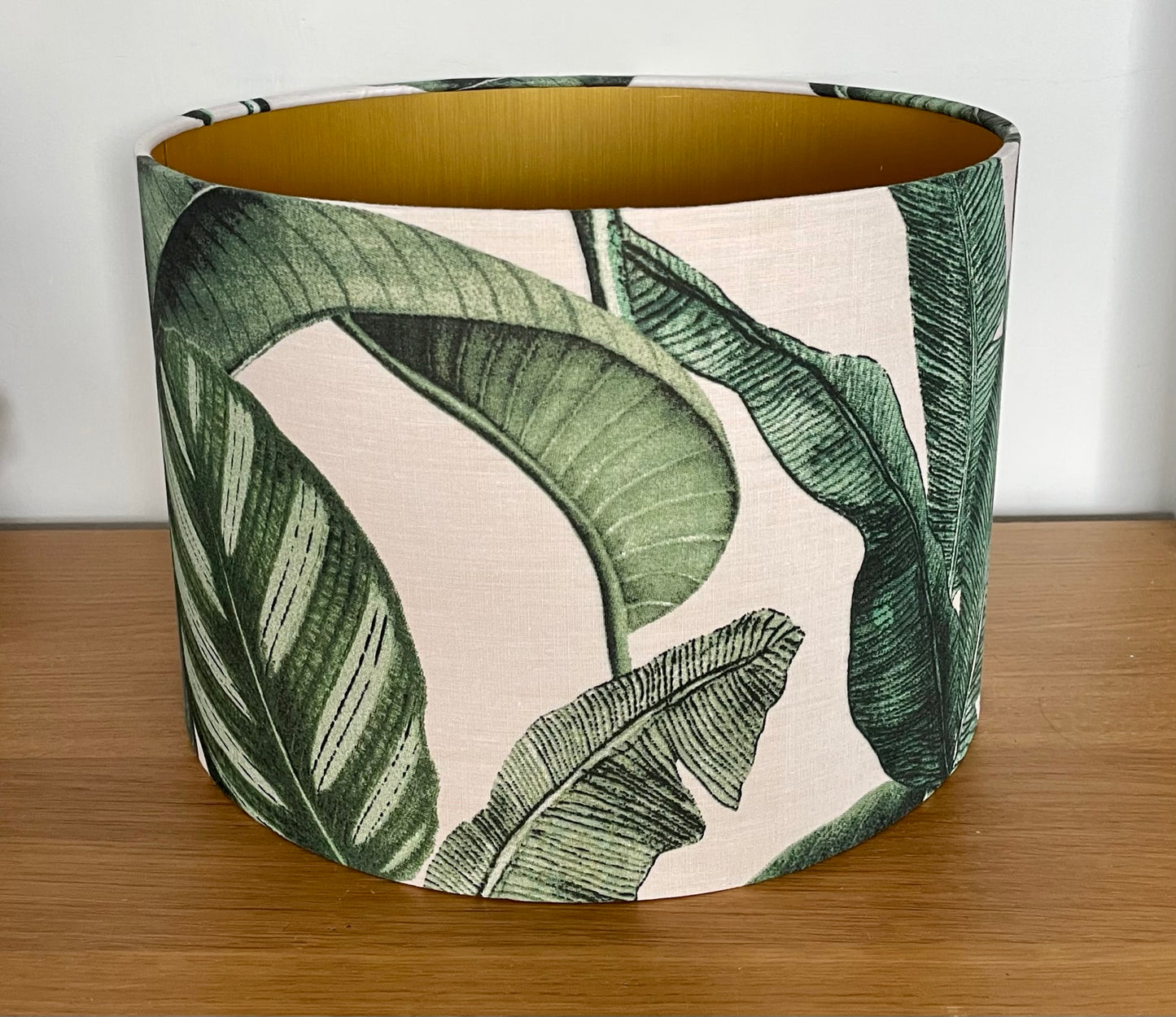 Green-jungle-leaf-leaves-lampshade-gold-lining-table-lamp-ceiling-pendant