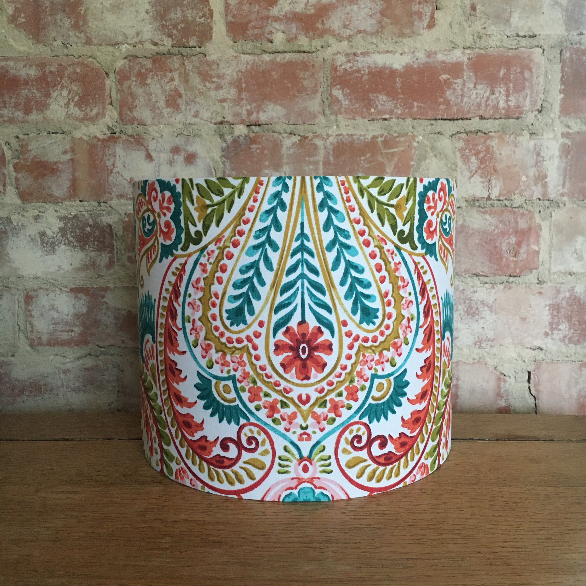 Multi-colour-paisley-lampshade-bedside-table