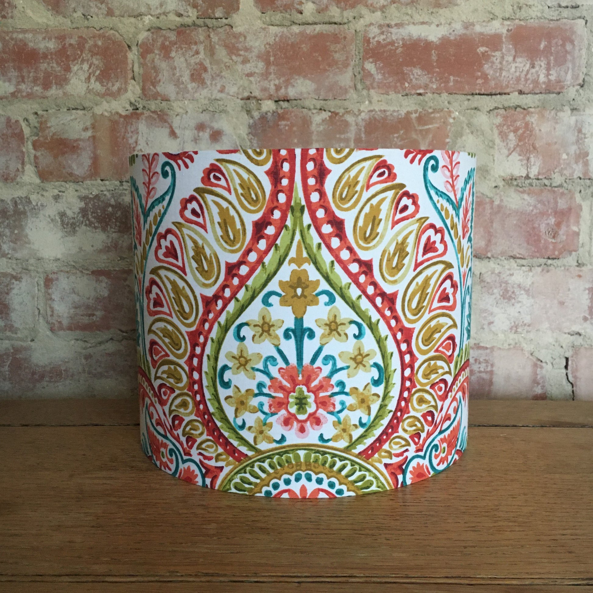 Multi-colour-paisley-lampshade-bright-red-yellow-green