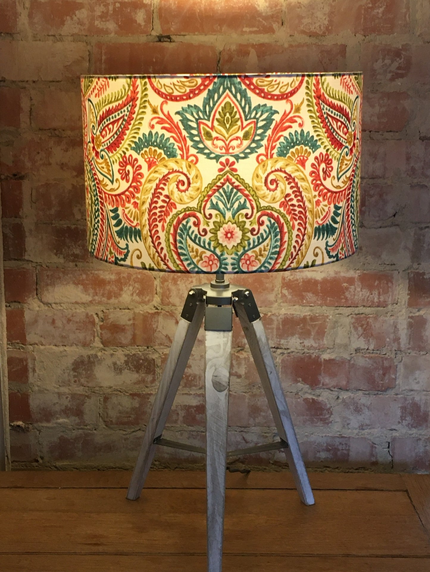 Paisley Patterned Lampshade Bright Red Yellow Green