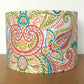 Multi bright colour retro red yellow green vintage paisley fabric drum lampshade for table lamps or ceiling pendants purple cats handmade