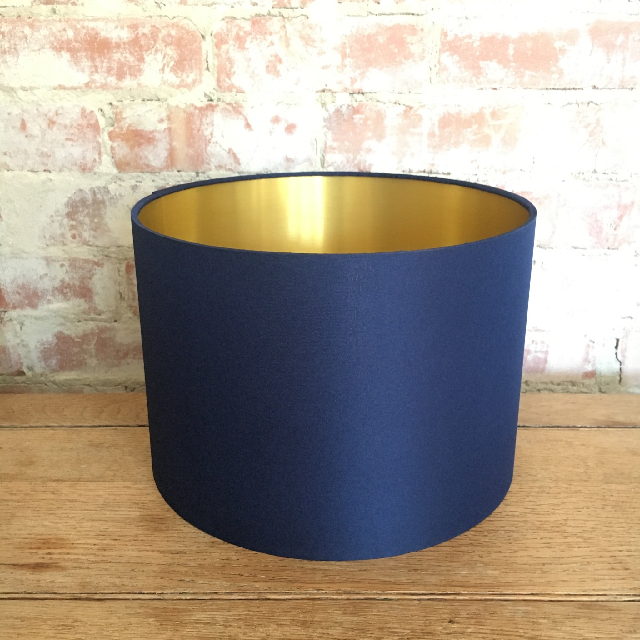 Navy blue lamp shade on sale with gold lining