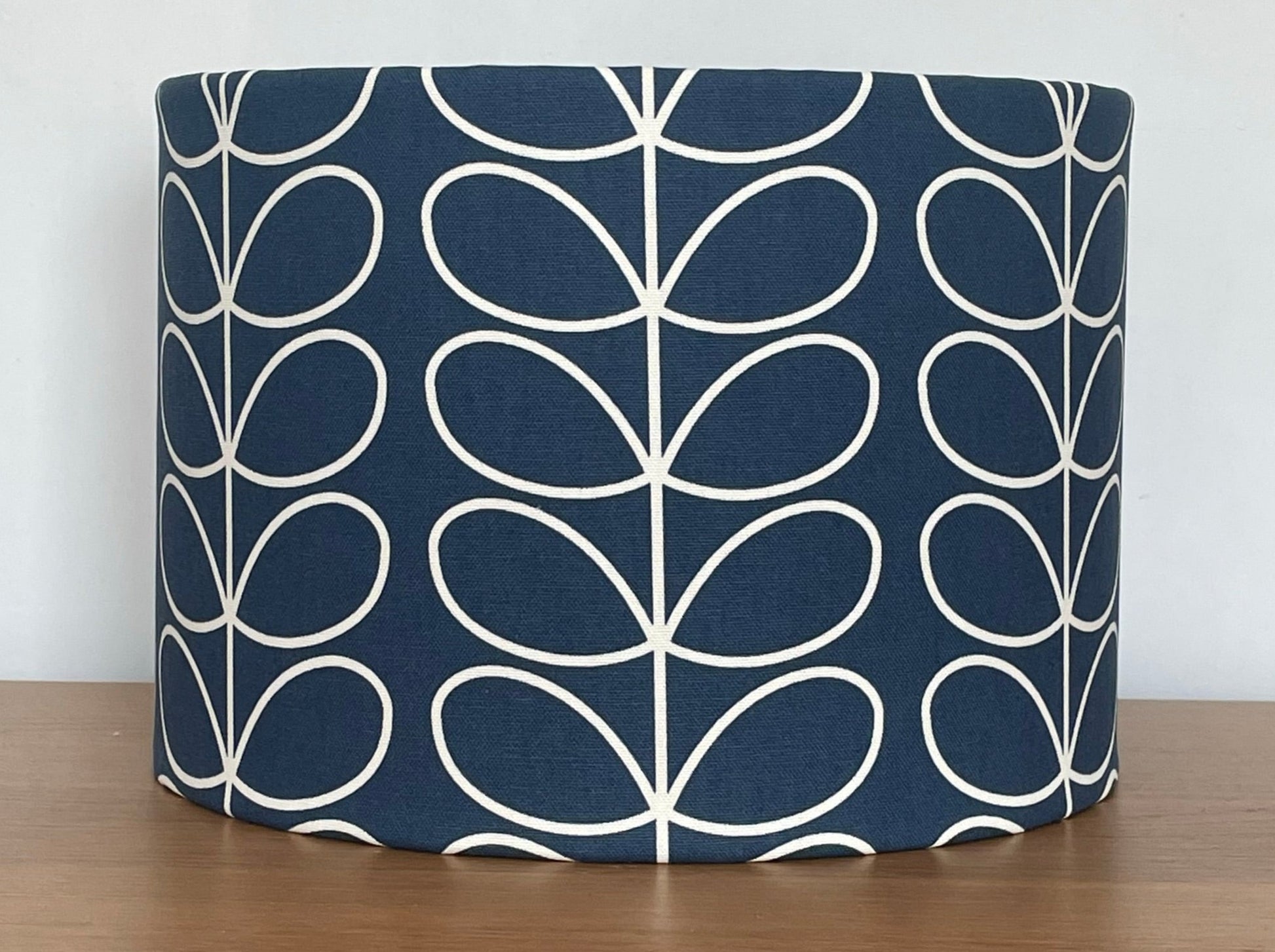 Orla Kiely whale blue lampshade linear stem pattern