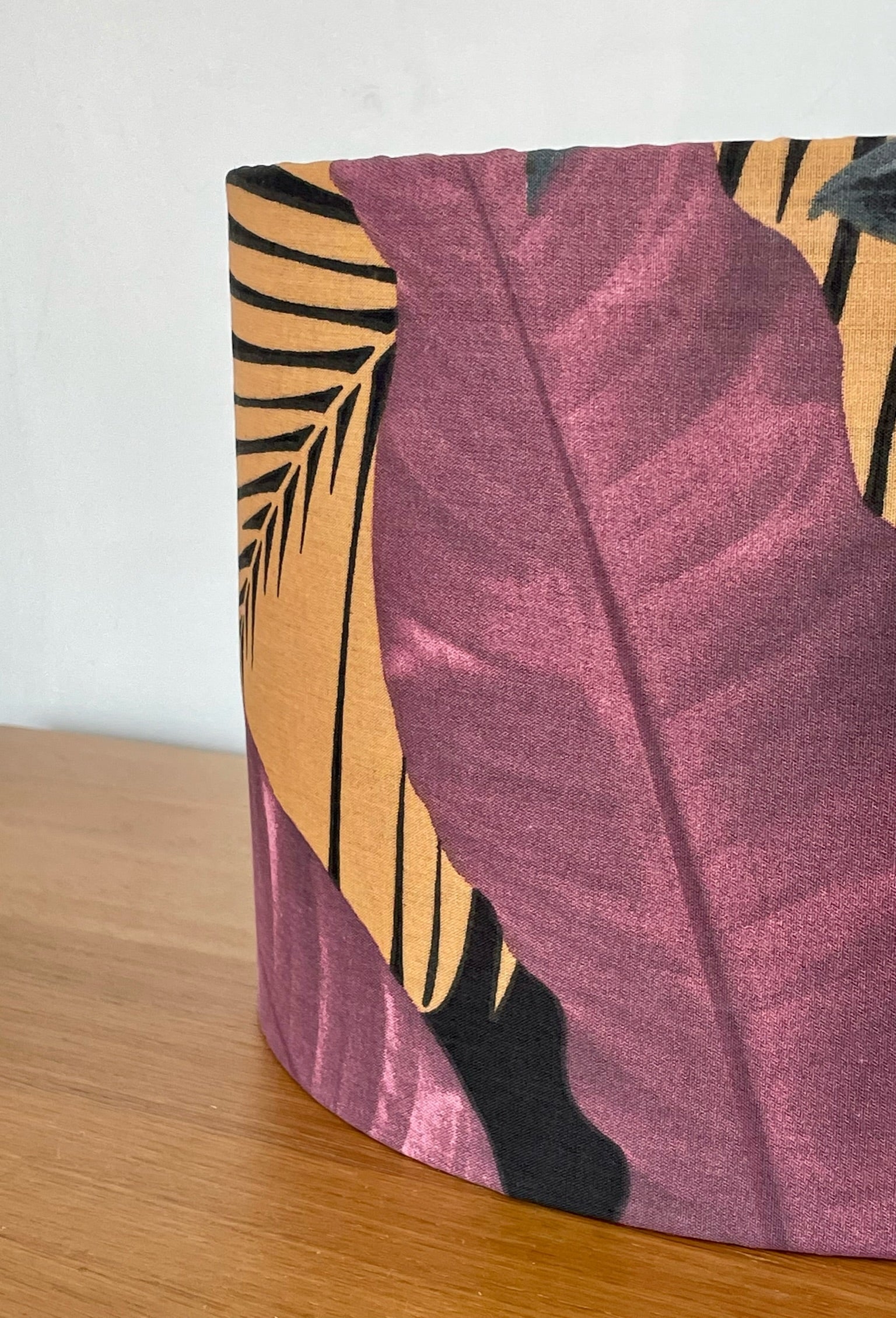 Pink-orange-black-tropical-palm-jungle-leaf-lampshade-ceiling-pendant-bedside-light