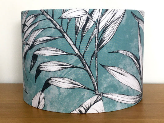    Turquoise-white-aqua-palm-leaf-lampshade