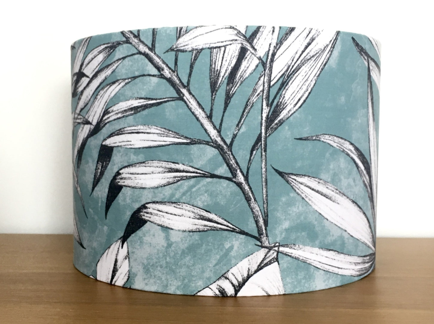 Turquoise-white-aqua-palm-leaf-lampshade