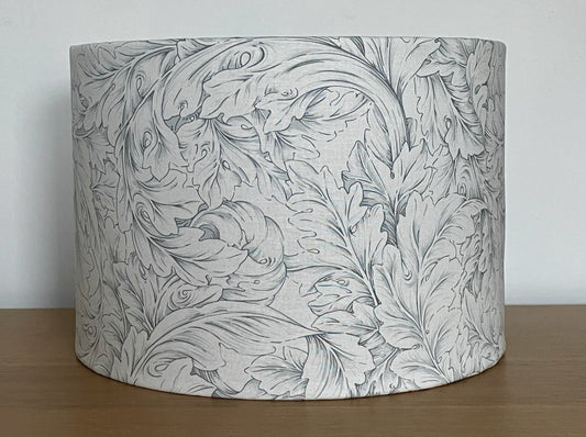    William-Morris-Acanthus-scroll-grey-white-lamp-shade-purple-cats-handmade