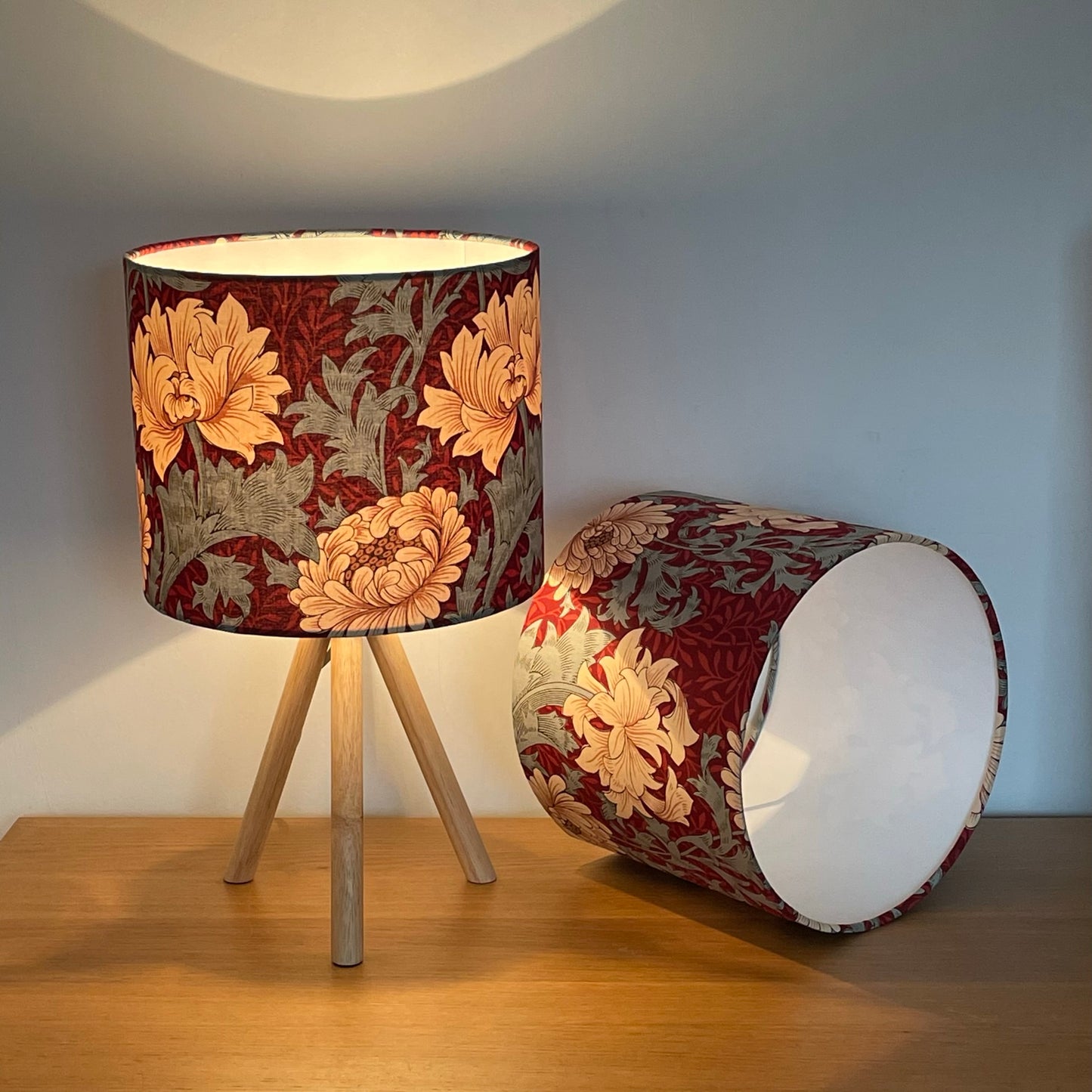 Chrysanthemum Red William Morris Lampshade