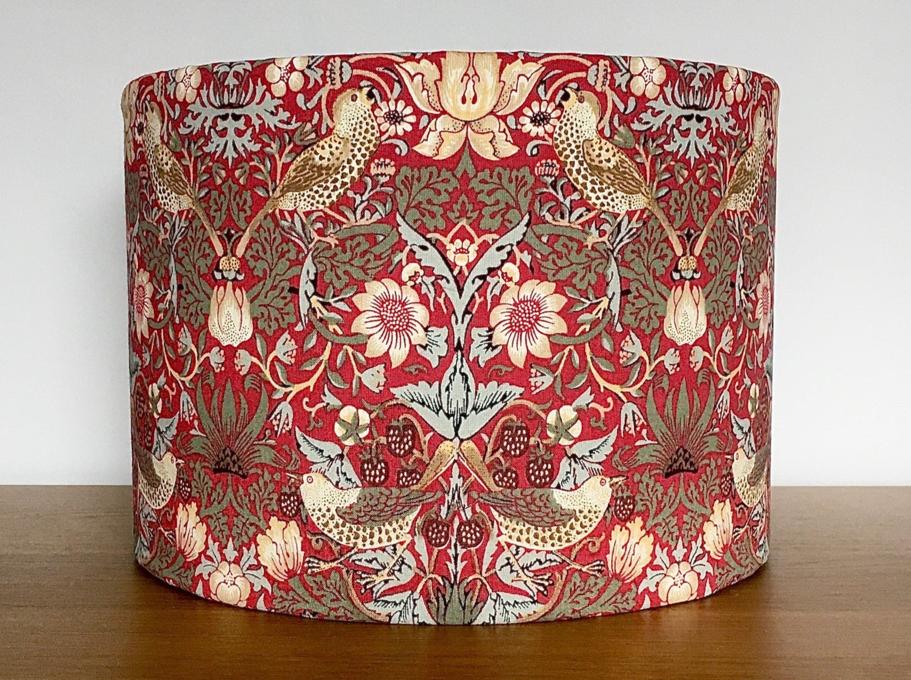 William-Morris-Red-crimson-strawberry-thief-drum-lampshade