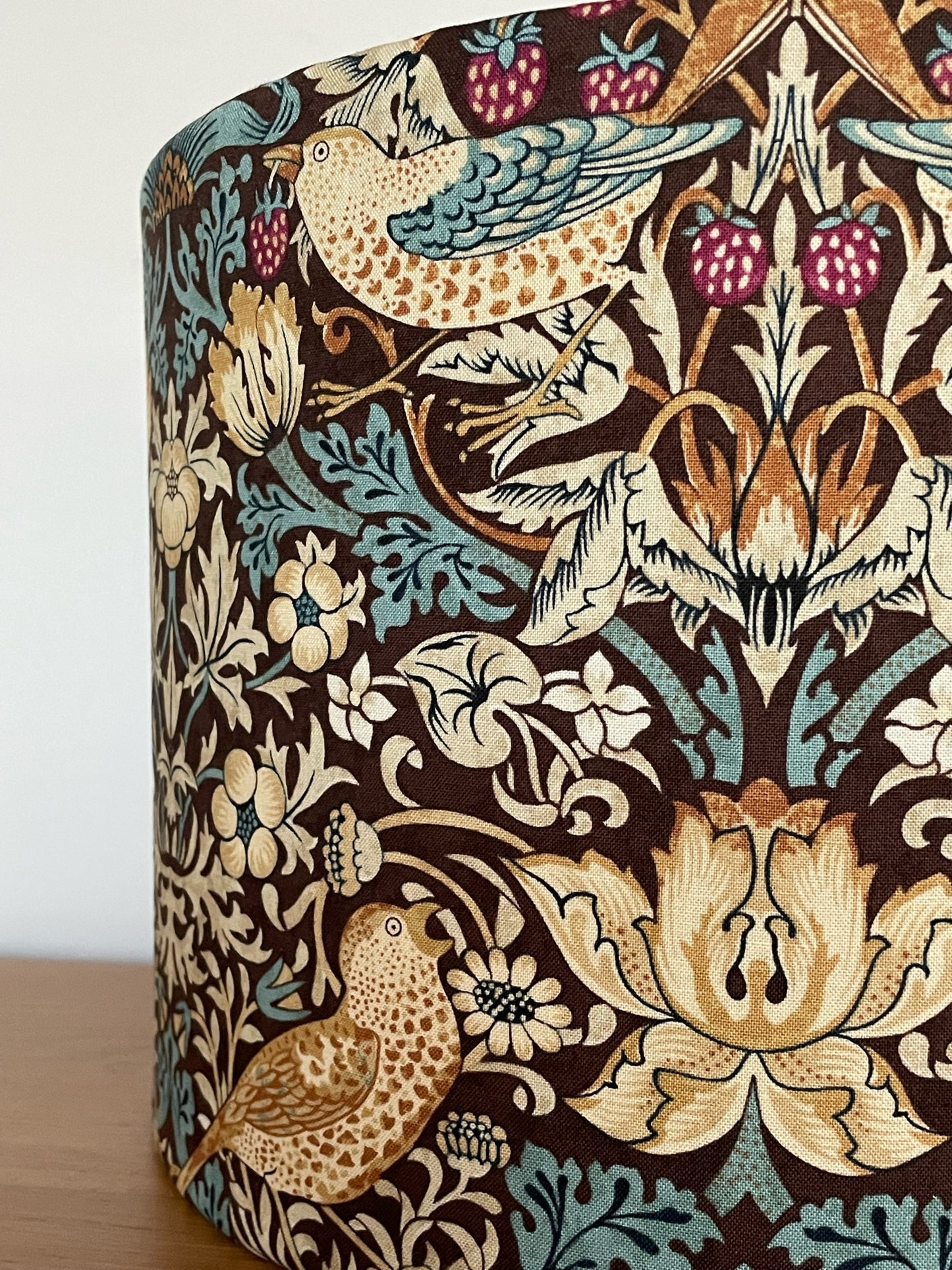 Aqua and Chocolate William Morris Strawberry Thief Lampshade