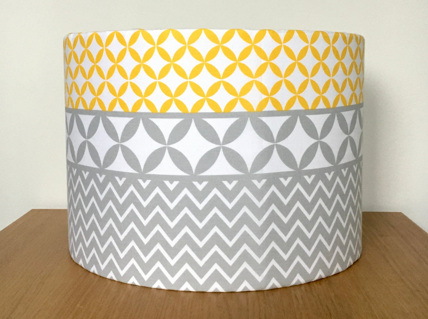 Yellow-and-Grey-geometric-tribal-pattern-lampshade-ceiling-pendant