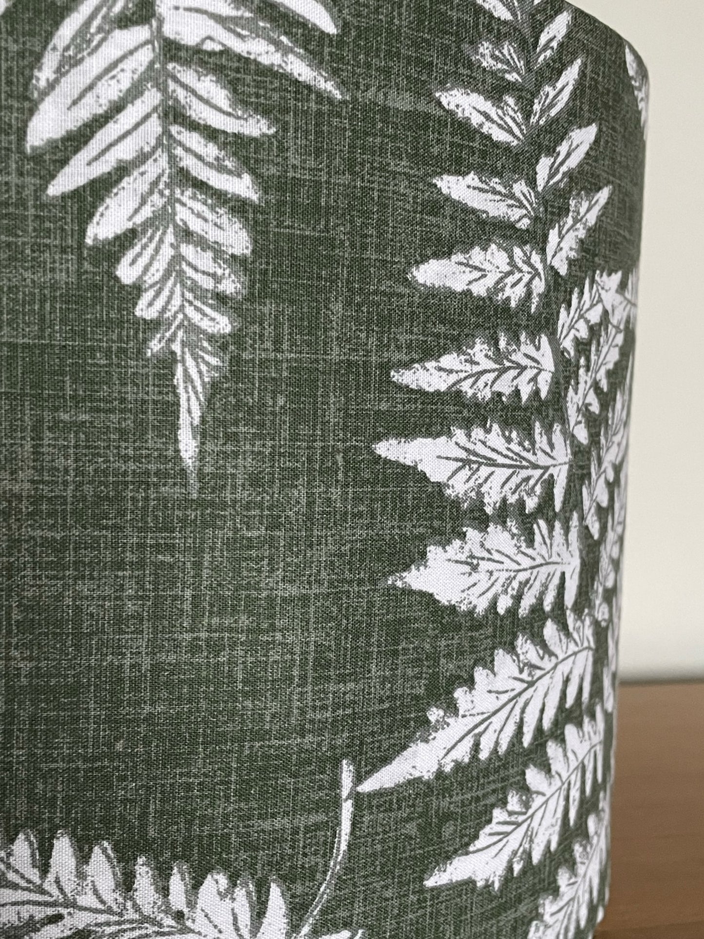 Green and White Fern Leaf Lampshade