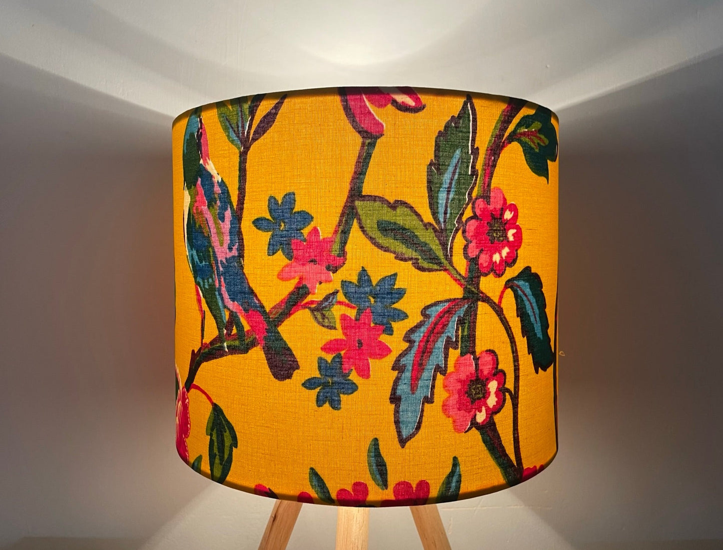 bright-yellow-floral-table-bedside-lampshade