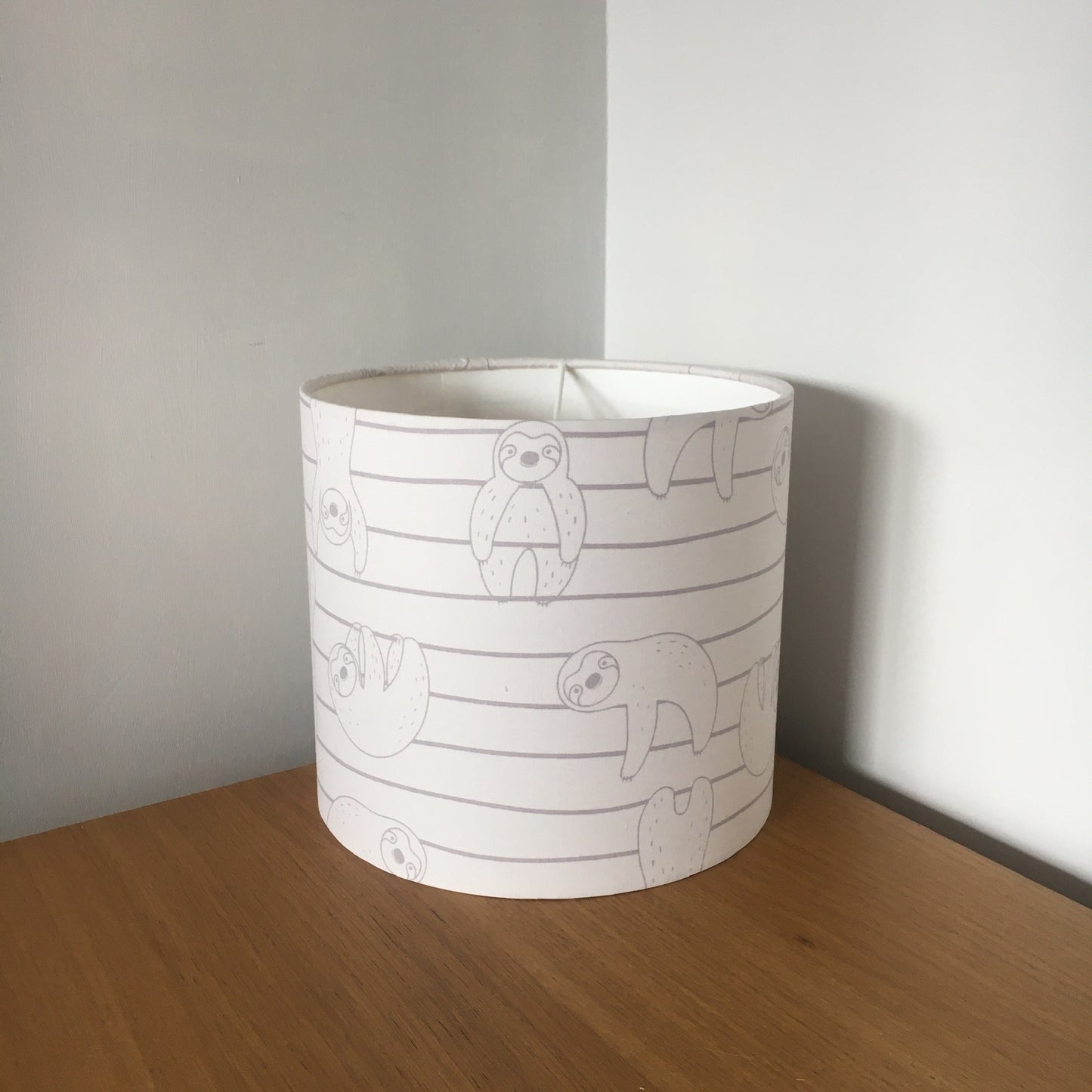 Grey and White Sloth Lampshade