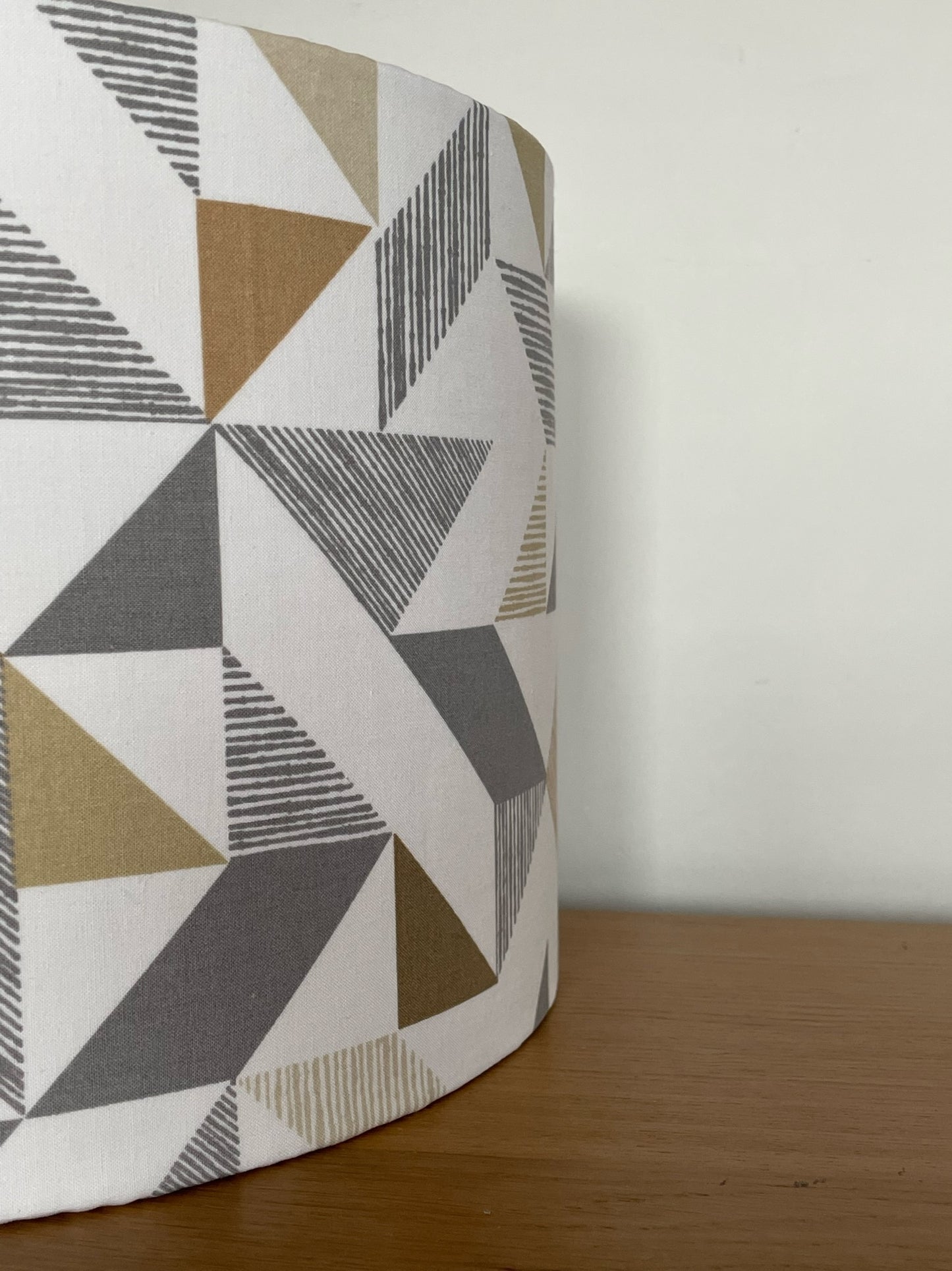 Grey Earthy Geometric Triangle Patterned Lampshade