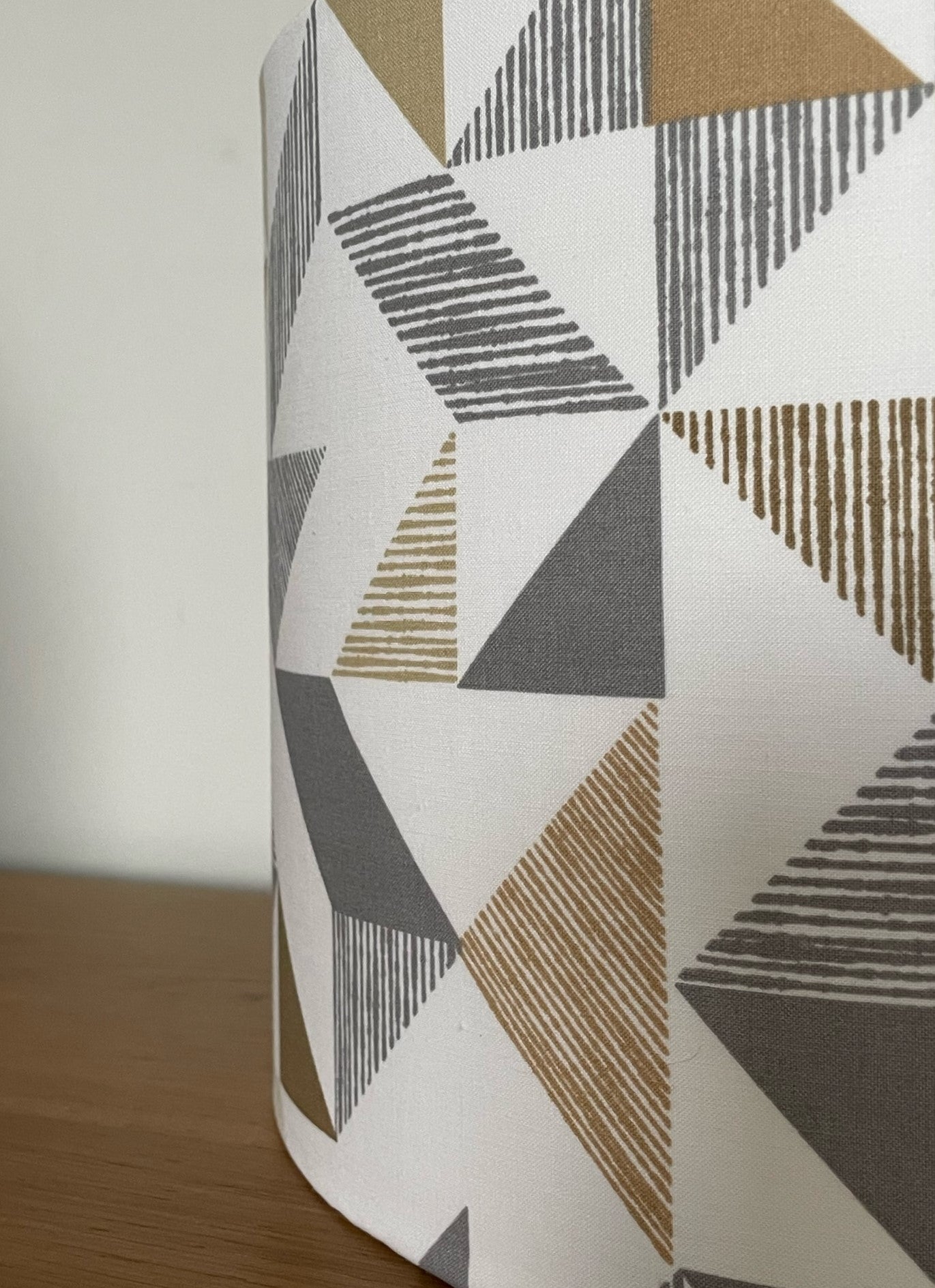 Grey Earthy Geometric Triangle Patterned Lampshade