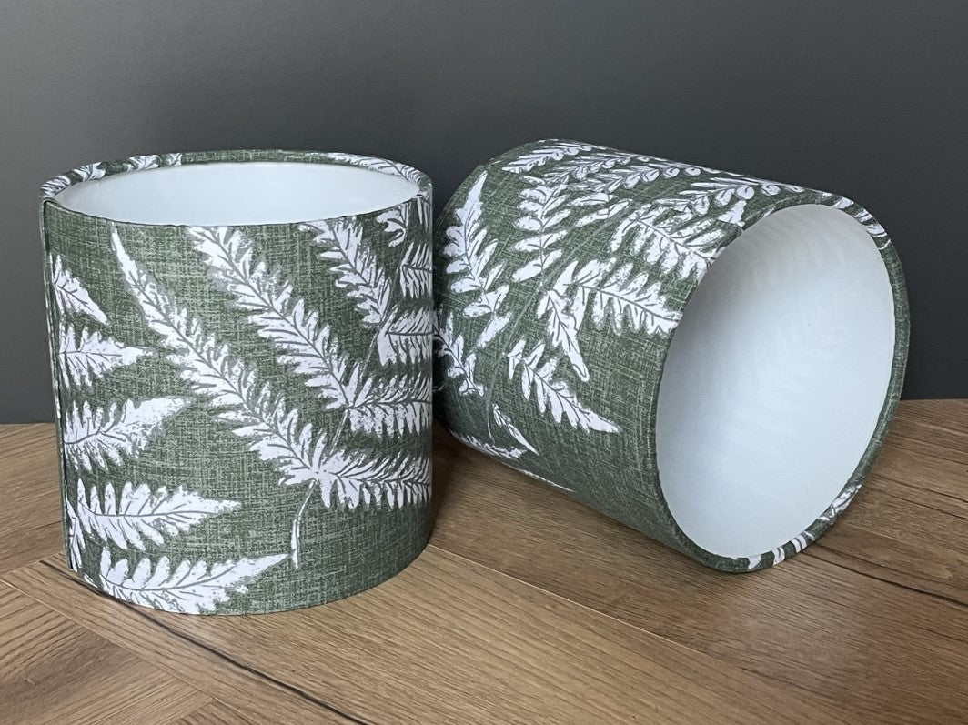 Green and White Fern Leaf Lampshade