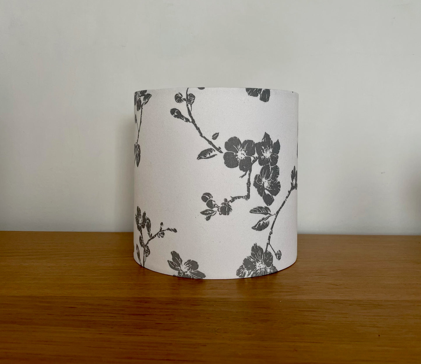 White with Delicate Grey Floral Pattern Lampshade