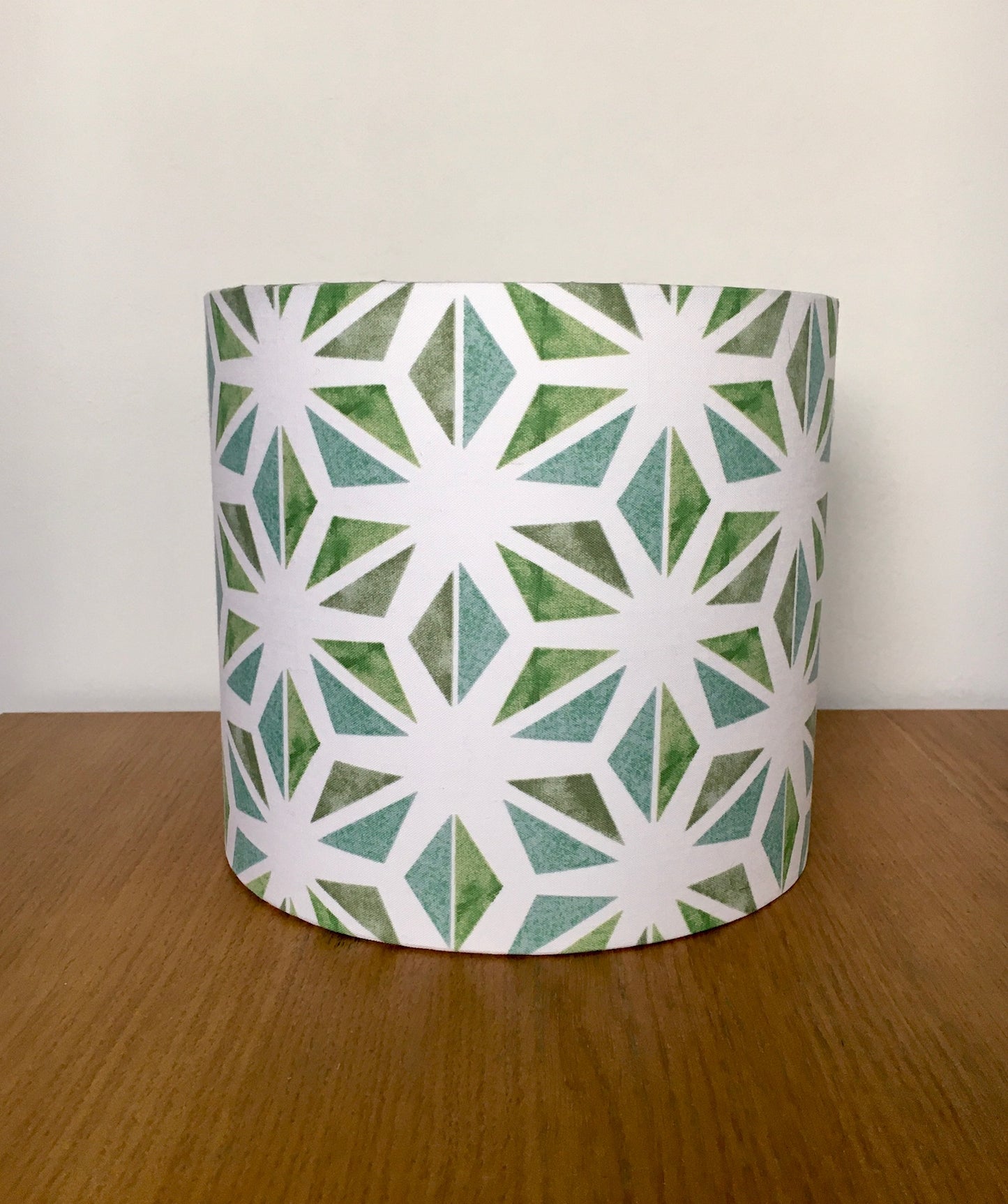 Green and White Geometric Pattern Lampshade