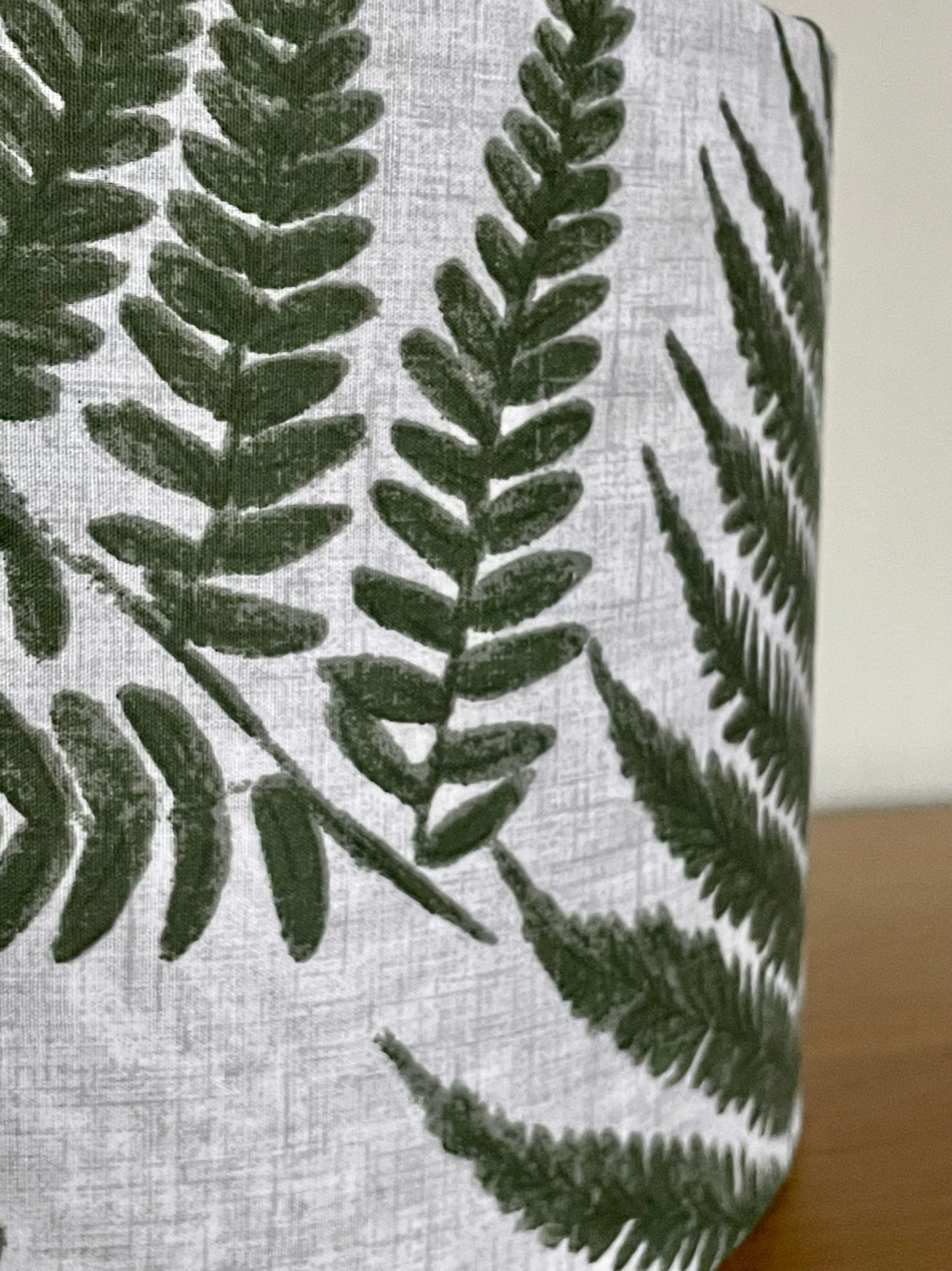 White and Green Fern Leaf Lampshade