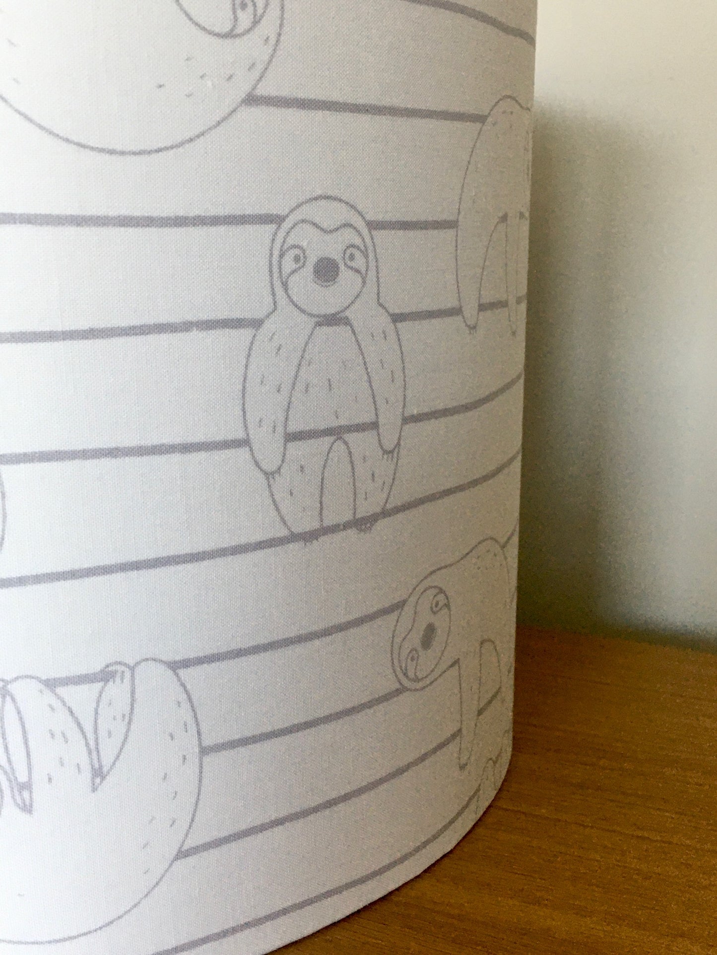 Grey and White Sloth Lampshade