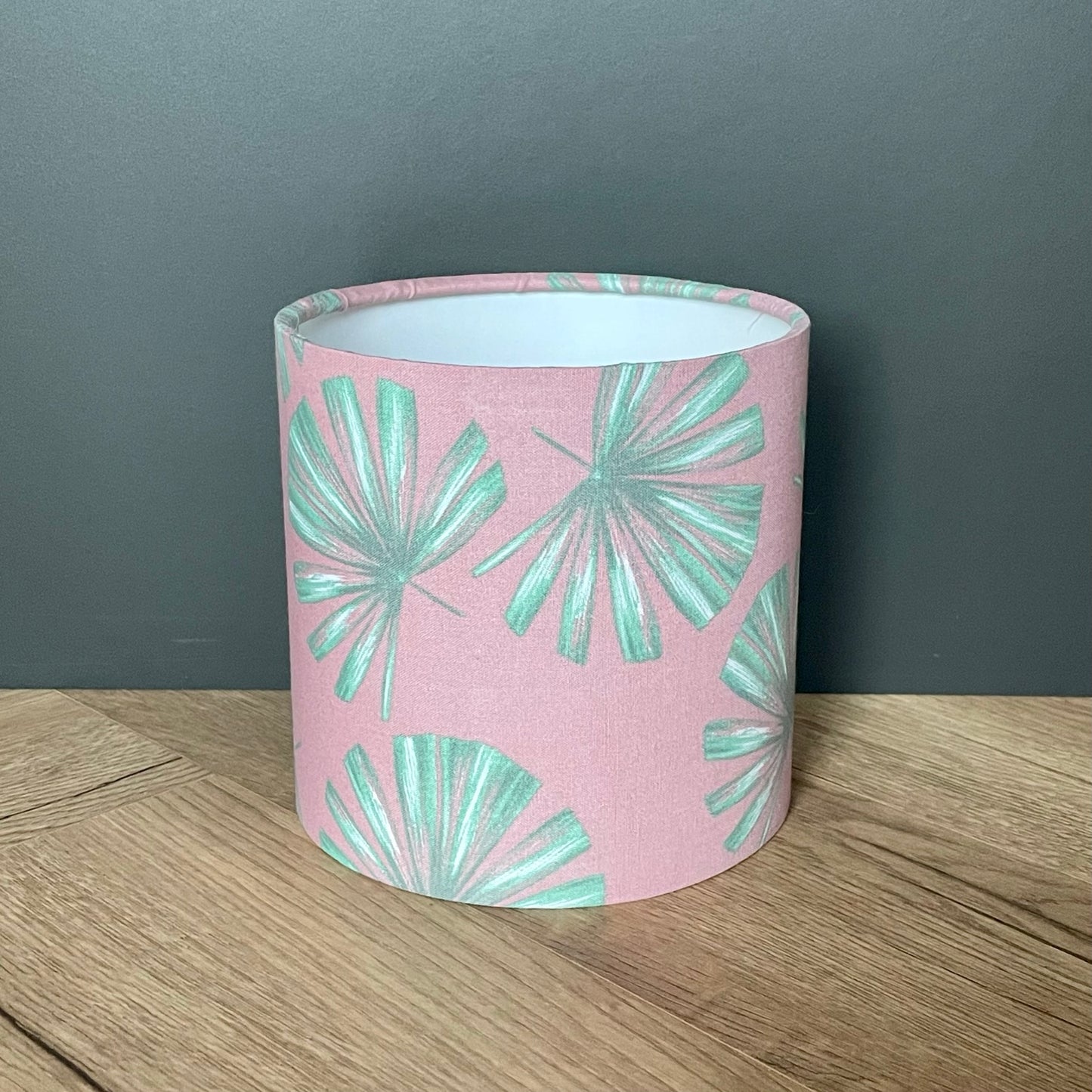 Pink and Green Palm Leaf Lampshade