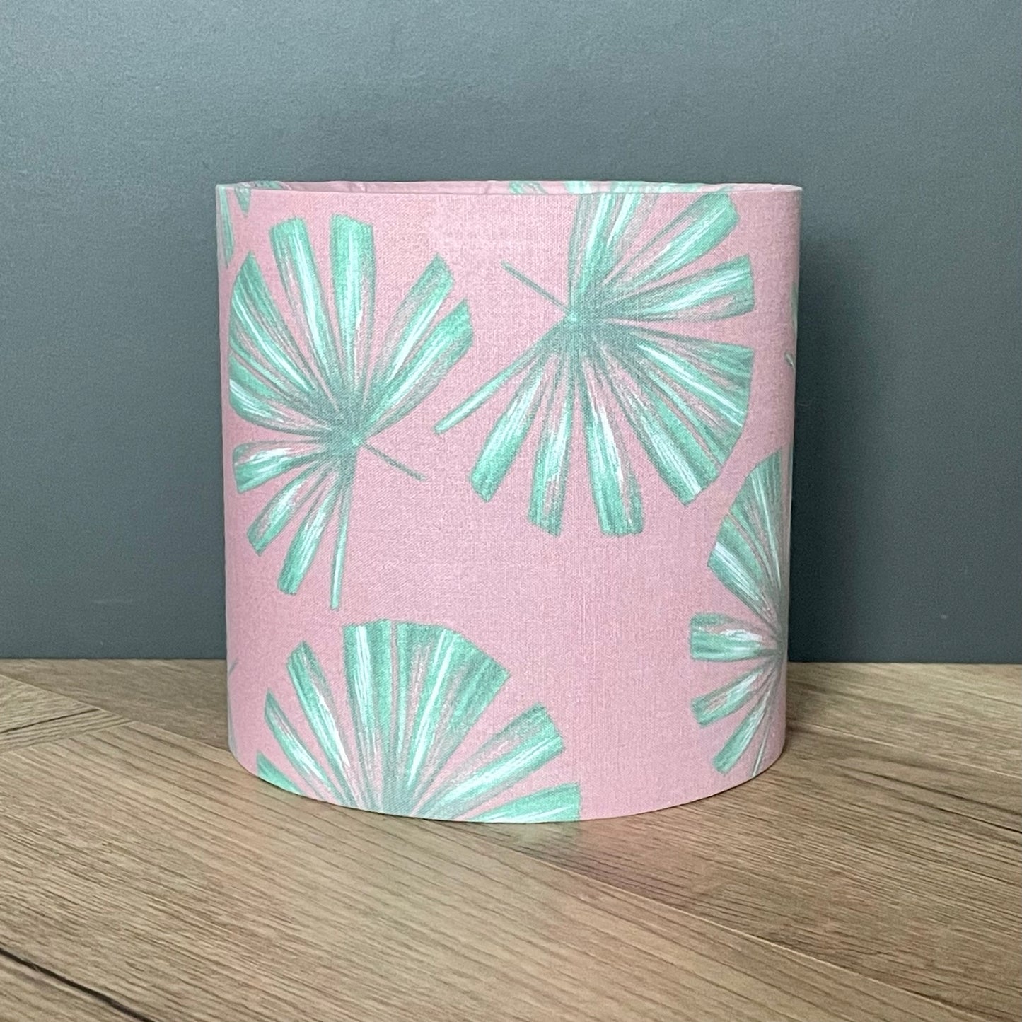 green and pink palm leaf table lampshade