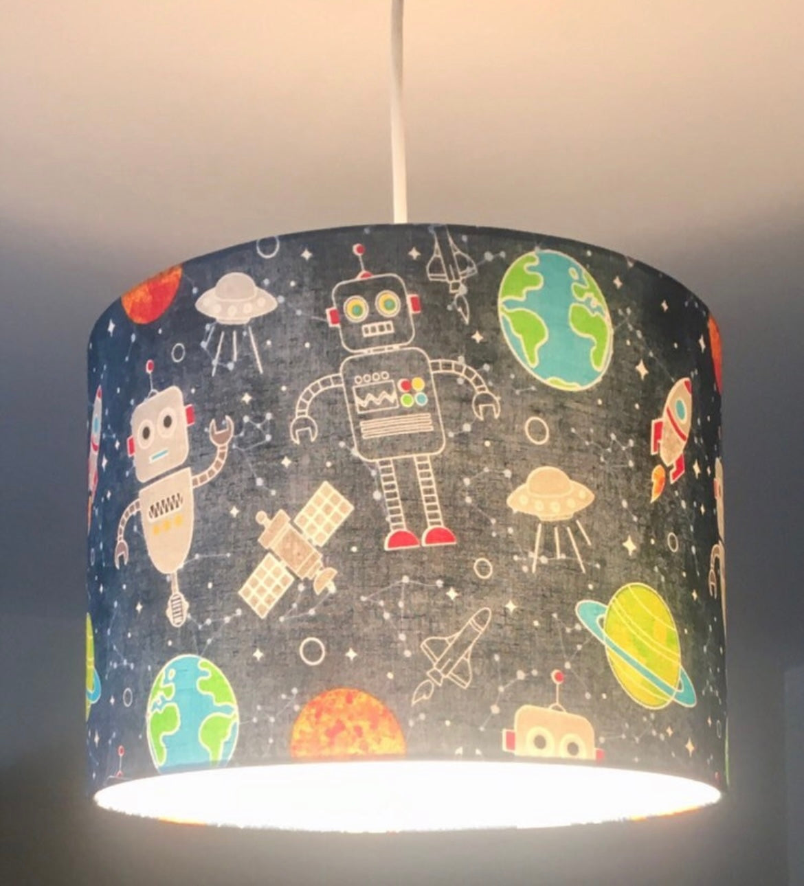 Space Robot Blue Lampshade