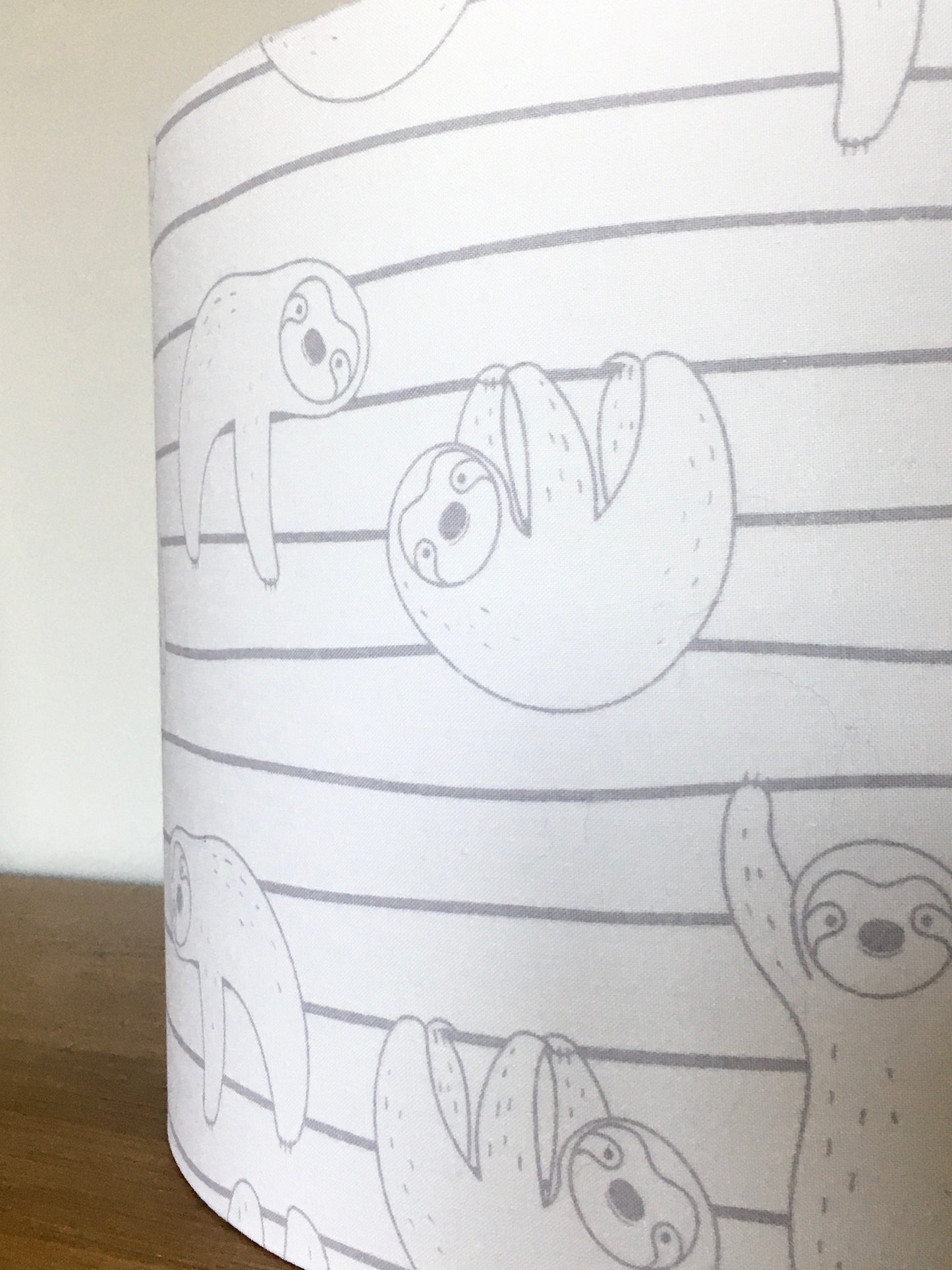 Grey and White Sloth Lampshade