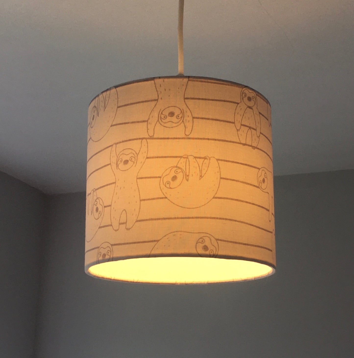 Grey and White Sloth Lampshade