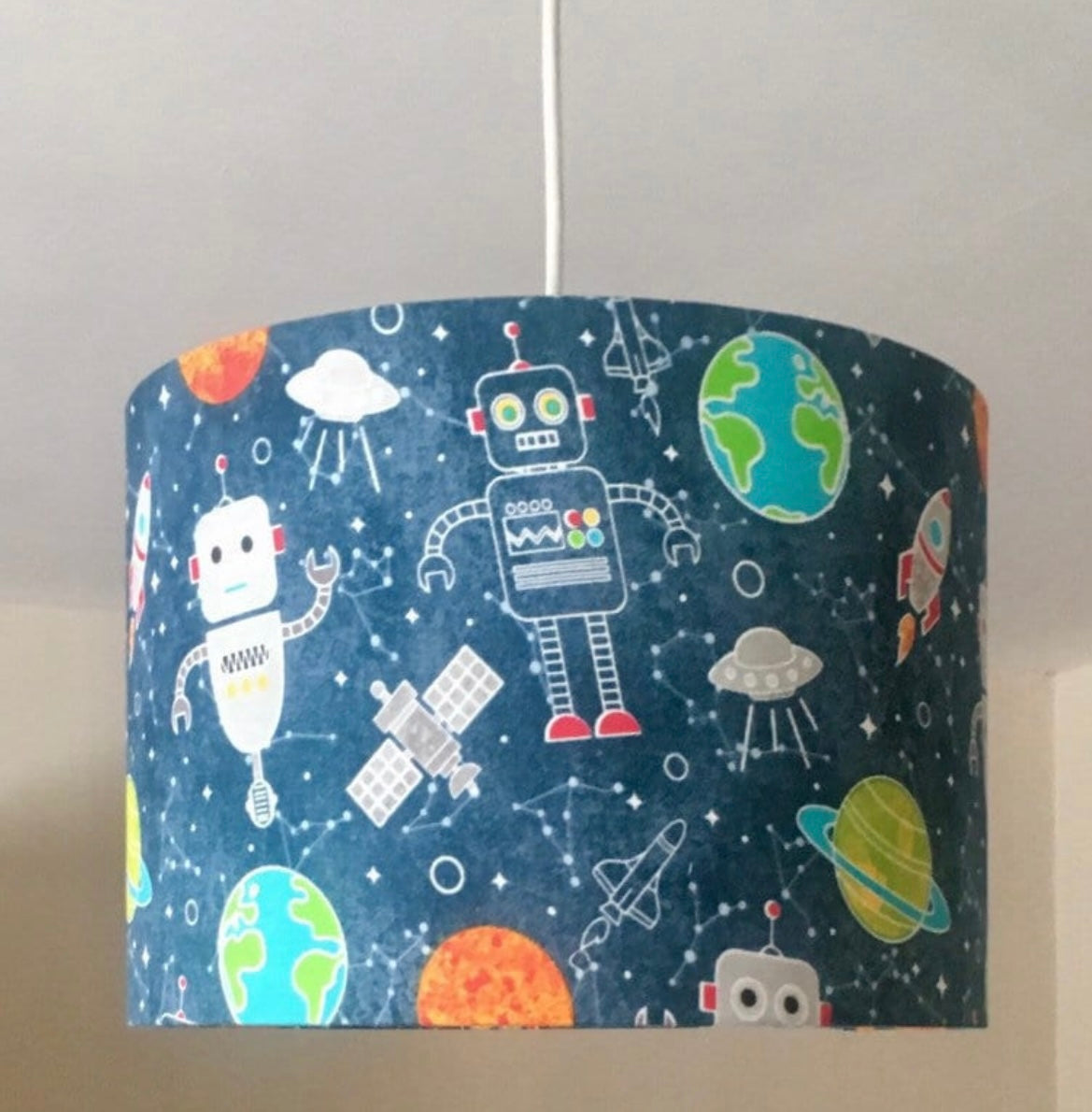 Space Robot Blue Lampshade