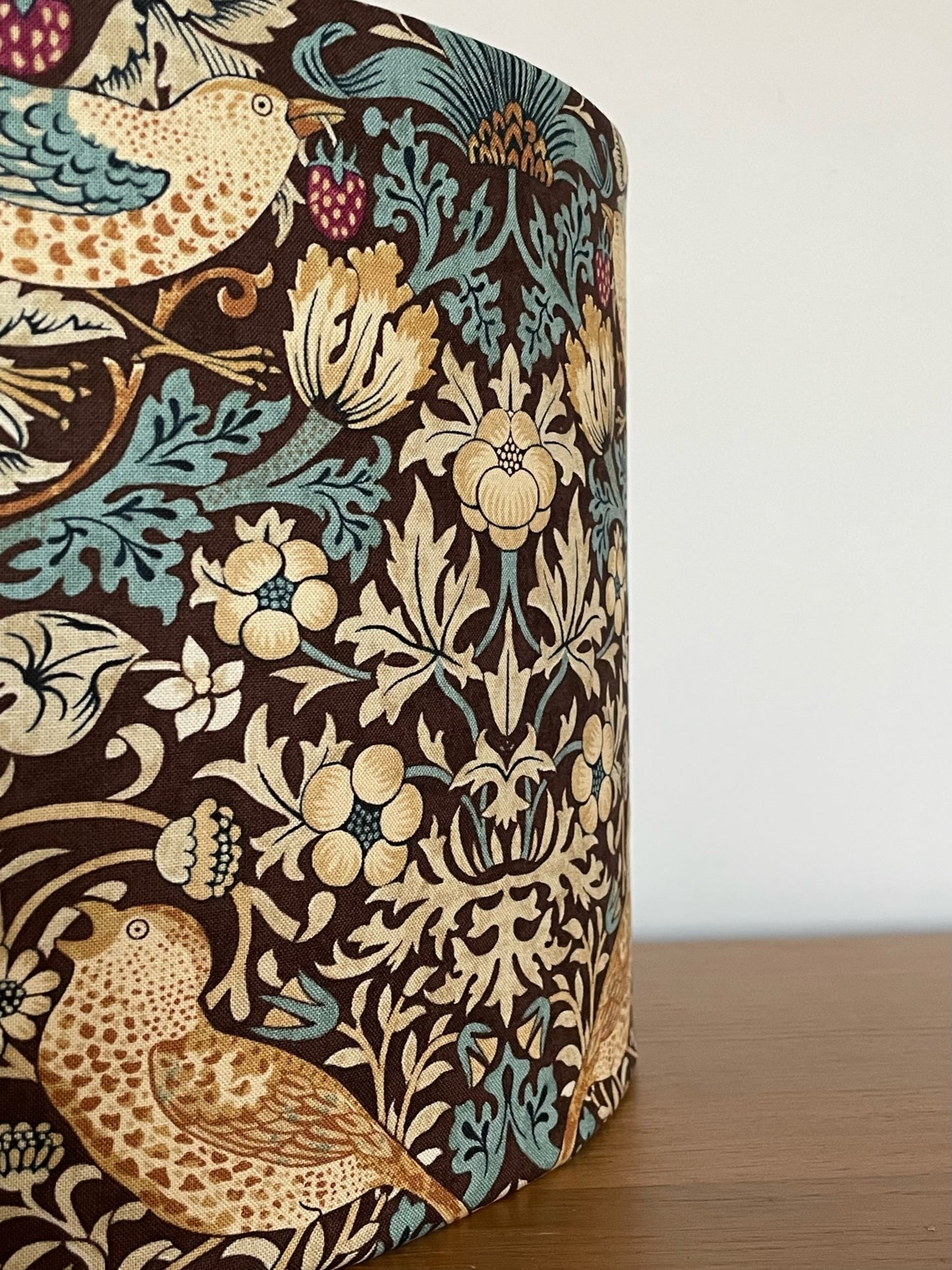 Aqua and Chocolate William Morris Strawberry Thief Lampshade