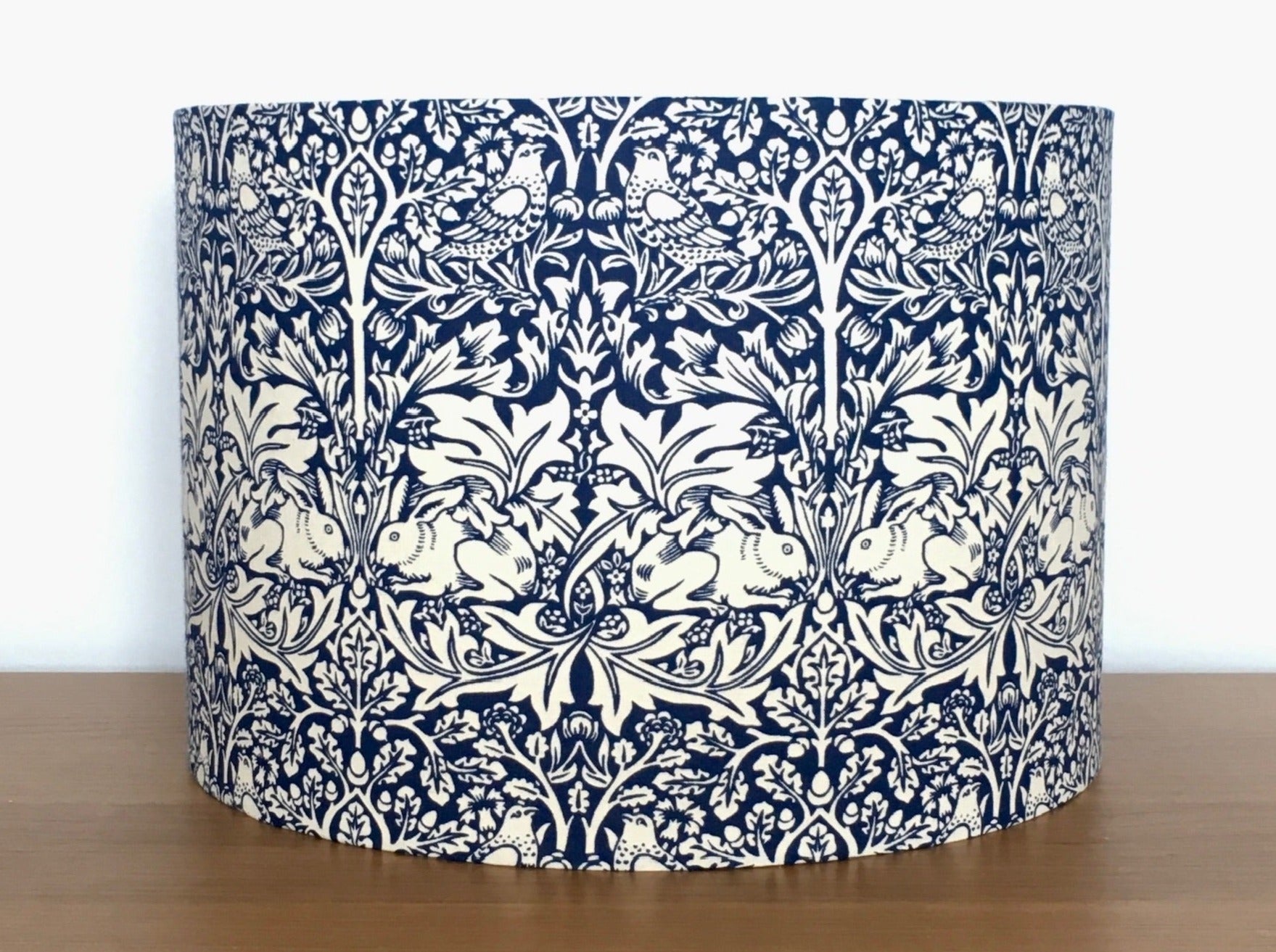 william morris brer rabbit lampshade blue with birds